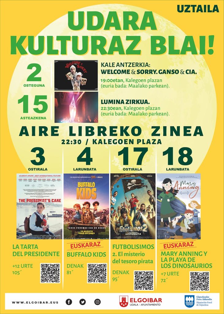 Elgoibarrek aire zabaleko kultura eskaintzen du  uztailean: kale antzerkia, zirkua eta zinema 